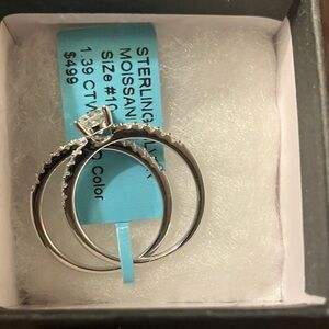 Elegant Silver Moissanite Ring Set